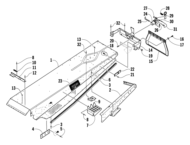 Parts Diagram for Arctic Cat 2004 BEARCAT 570 SNOWMOBILE TUNNEL, REAR BUMPER, AND HITCH ASSEMBLY