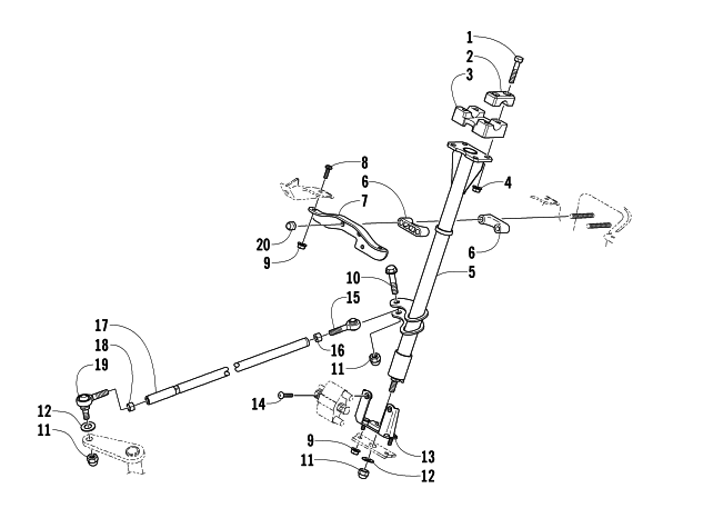 Parts Diagram for Arctic Cat 2004 SABERCAT 500 SNOWMOBILE STEERING POST ASSEMBLY