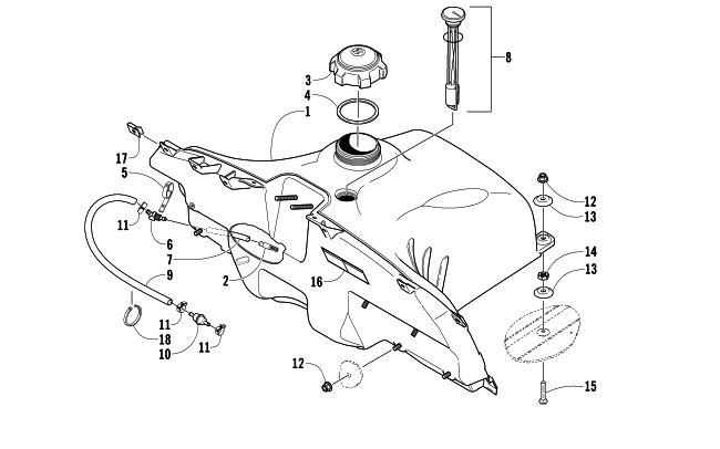 Parts Diagram for Arctic Cat 2004 SABERCAT 600 LX SNOWMOBILE GAS TANK ASSEMBLY