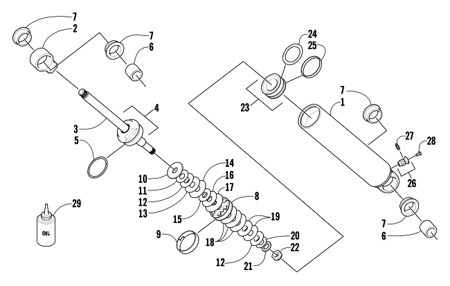 Parts Diagram for Arctic Cat 2004 KING CAT 900 SNOWMOBILE REAR SUSPENSION REAR ARM SHOCK ABSORBER