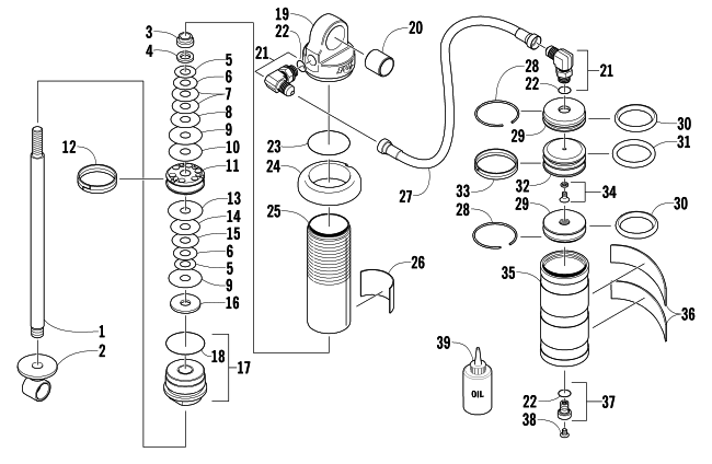 Parts Diagram for Arctic Cat 2004 FIRECAT 700 SNO PRO 1 SNOWMOBILE REAR SUSPENSION FRONT ARM SHOCK ABSORBER