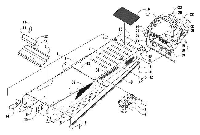 Parts Diagram for Arctic Cat 2004 KING CAT 900 SNOWMOBILE TUNNEL AND REAR BUMPER