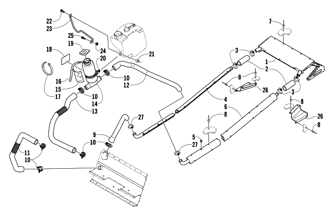Parts Diagram for Arctic Cat 2004 KING CAT 900 SNOWMOBILE COOLING ASSEMBLY