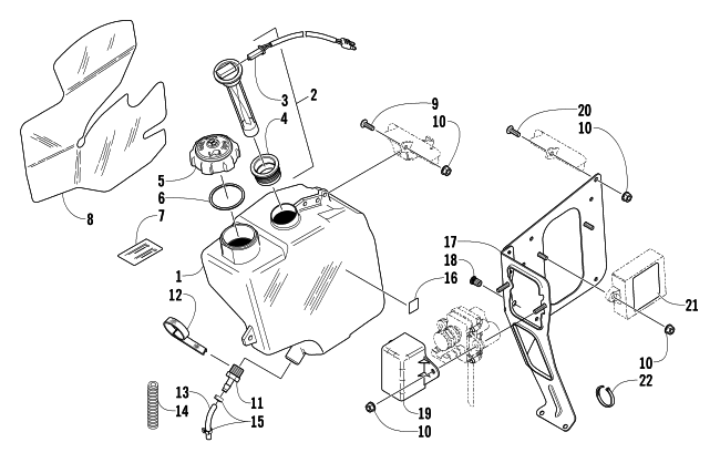 Parts Diagram for Arctic Cat 2004 MOUNTAIN CAT 900 EFI 151 SNOWMOBILE OIL TANK ASSEMBLY