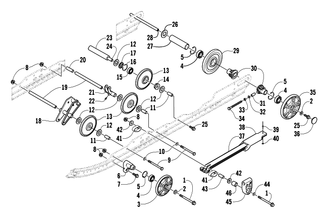 Parts Diagram for Arctic Cat 2004 T660 TOURING SNOWMOBILE IDLER WHEEL ASSEMBLY