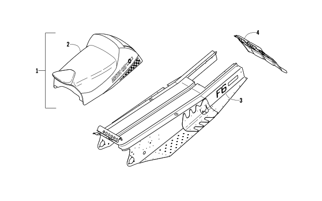 Parts Diagram for Arctic Cat 2004 FIRECAT 600 EFI LIMITED EDITION SNOWMOBILE SEAT, TUNNEL, AND SNOWFLAP