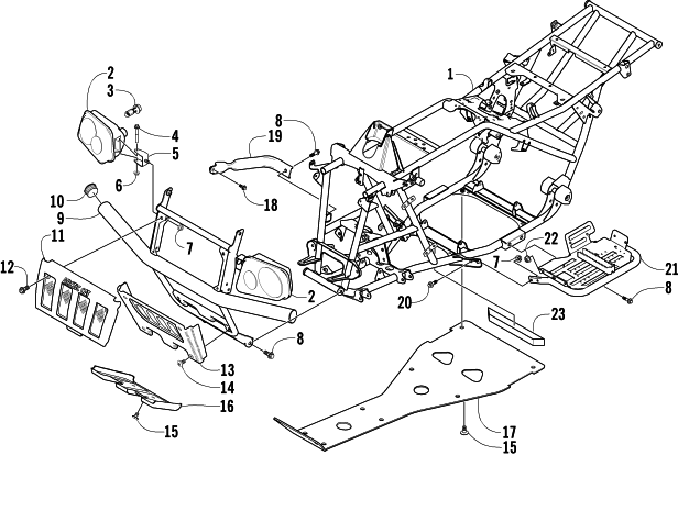 Parts Diagram for Arctic Cat 2004 400 AUTOMATIC TRANSMISSION 4X4 ATV FRAME AND RELATED PARTS