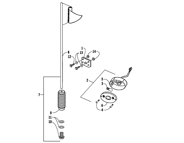 Parts Diagram for Arctic Cat 2003 90 Y-12 YOUTH () ATV BRAKELIGHT AND FLAG ASSEMBLIES