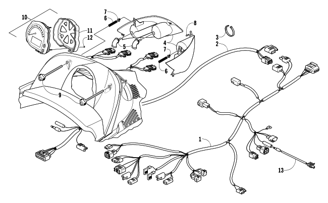 Parts Diagram for Arctic Cat 2004 SABERCAT 500 SNOWMOBILE HEADLIGHT, INSTRUMENTS, AND WIRING ASSEMBLIES