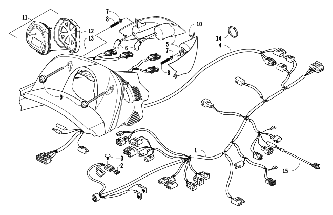 Parts Diagram for Arctic Cat 2004 SABERCAT 500 LX SNOWMOBILE HEADLIGHT, INSTRUMENTS, AND WIRING ASSEMBLIES