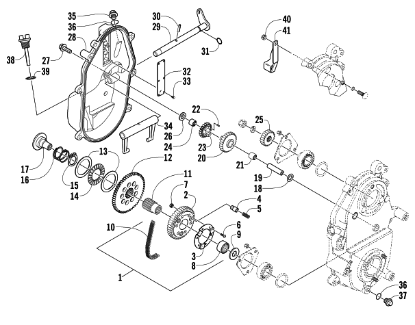 Parts Diagram for Arctic Cat 2004 MOUNTAIN CAT 600 EFI SNOWMOBILE DRIVE/REVERSE DROPCASE ASSEMBLY (Optional)