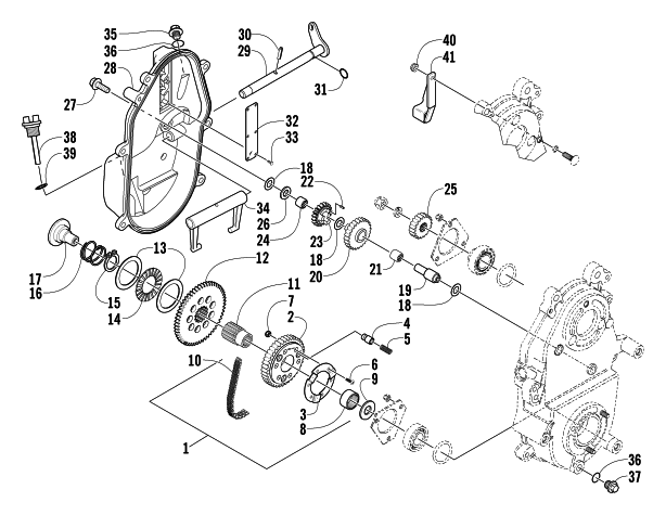 Parts Diagram for Arctic Cat 2005 KING CAT 900 EFI SNOWMOBILE DRIVE/REVERSE DROPCASE ASSEMBLY (Optional)