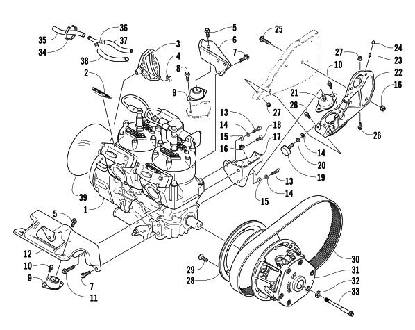 Parts Diagram for Arctic Cat 2004 MOUNTAIN CAT 900 151 SNOWMOBILE ENGINE AND RELATED PARTS