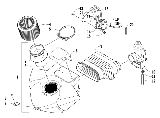 Parts Diagram for Arctic Cat 2004 SABERCAT 500 SNOWMOBILE AIR SILENCER ASSEMBLY
