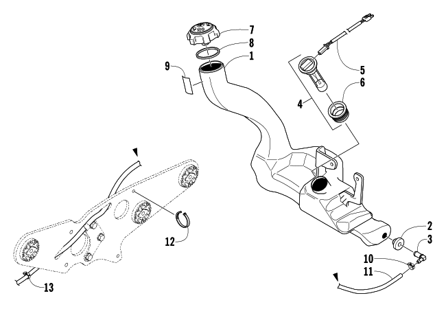 Parts Diagram for Arctic Cat 2004 SABERCAT 500 SNOWMOBILE OIL TANK ASSEMBLY