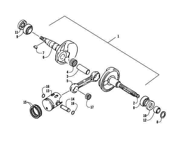 Parts Diagram for Arctic Cat 2004 50 Y-6 YOUTH ATV CRANKSHAFT AND PISTON ASSEMBLY