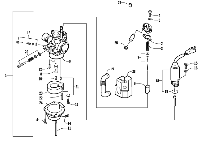 Parts Diagram for Arctic Cat 2005 50 Y-6 YOUTH ATV CARBURETOR ASSEMBLY