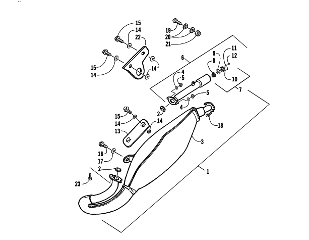 Parts Diagram for Arctic Cat 2005 50 Y-6 YOUTH ATV EXHAUST ASSEMBLY