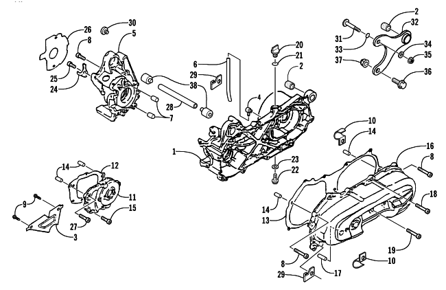 Parts Diagram for Arctic Cat 2005 50 Y-6 YOUTH ATV CRANKCASE ASSEMBLY