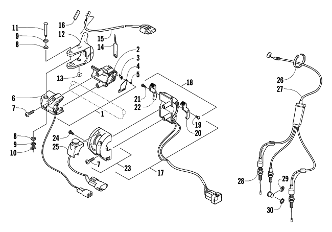 Parts Diagram for Arctic Cat 2004 SABERCAT 500 SNOWMOBILE CONTROL ASSEMBLY