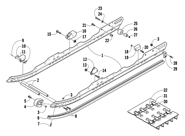 Parts Diagram for Arctic Cat 2004 T660 TURBO TOURING SNOWMOBILE SLIDE RAIL AND TRACK ASSEMBLY