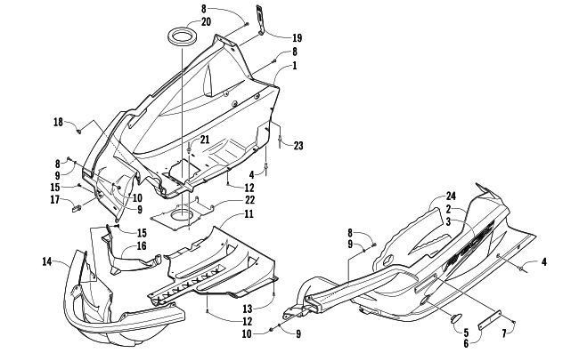 Parts Diagram for Arctic Cat 2004 FIRECAT 600 EFI EXT SNOWMOBILE BELLY PAN ASSEMBLY