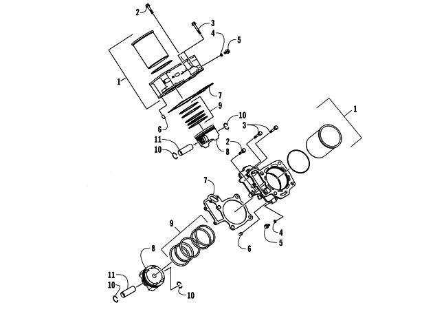 Parts Diagram for Arctic Cat 2005 650 V-2 4X4 FIS LE CA ATV CYLINDER/PISTON ASSEMBLY