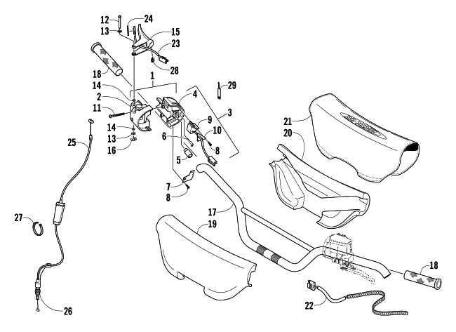 Parts Diagram for Arctic Cat 2004 T660 TURBO TRAIL SNOWMOBILE HANDLEBAR AND CONTROLS