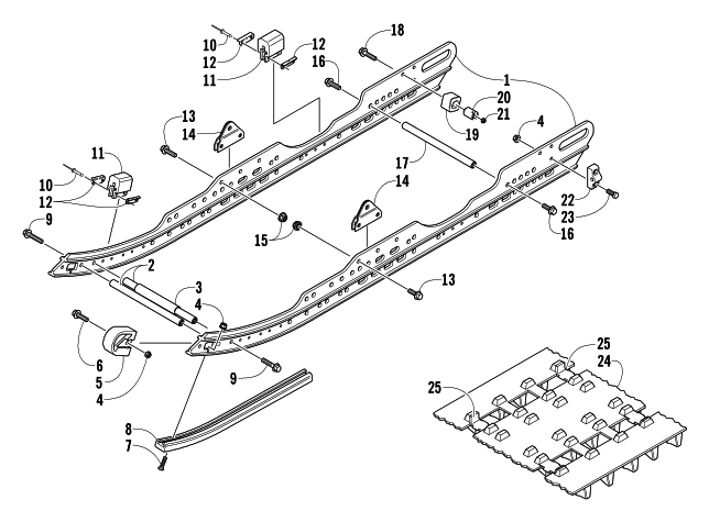 Parts Diagram for Arctic Cat 2005 T660 TURBO ST EFI EARLY BUILD SNOWMOBILE SLIDE RAIL AND TRACK ASSEMBLY