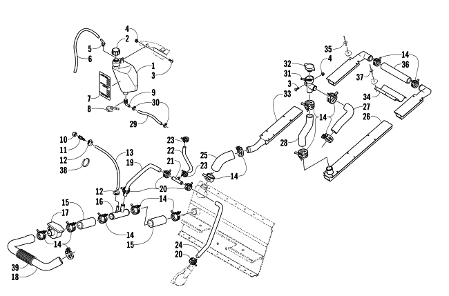 Parts Diagram for Arctic Cat 2004 T660 TURBO TRAIL SNOWMOBILE COOLING ASSEMBLY