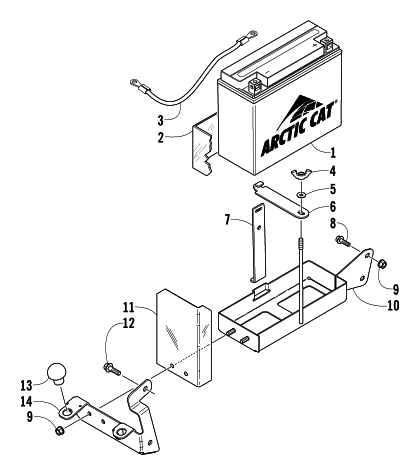 Parts Diagram for Arctic Cat 2006 T660 TURBO TRAIL LE SNOWMOBILE BATTERY ASSEMBLY