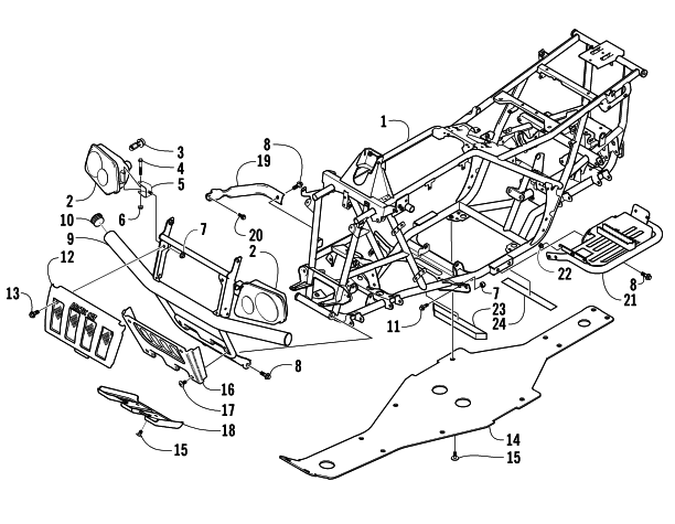 Parts Diagram for Arctic Cat 2004 650 V-2 4X4 FIS CA ATV FRAME AND RELATED PARTS