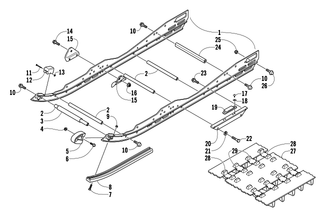 Parts Diagram for Arctic Cat 2004 ARCTIC CAT 440 SNO PRO SNOWMOBILE SLIDE RAIL AND TRACK ASSEMBLY