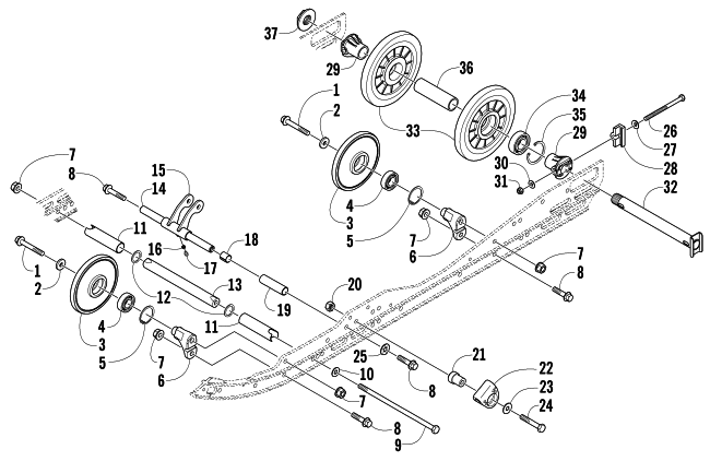 Parts Diagram for Arctic Cat 2004 ARCTIC CAT 440 SNO PRO SNOWMOBILE IDLER WHEEL ASSEMBLY