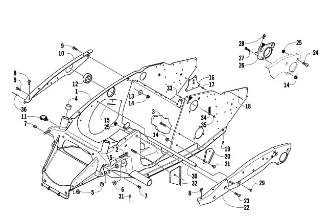 Parts Diagram for Arctic Cat 2004 ARCTIC CAT 440 SNO PRO SNOWMOBILE FRONT FRAME ASSEMBLY