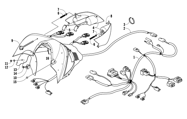 Parts Diagram for Arctic Cat 2005 AC 440 SNO PRO SNOWMOBILE HEADLIGHT, INSTRUMENTS, AND WIRING ASSEMBLIES