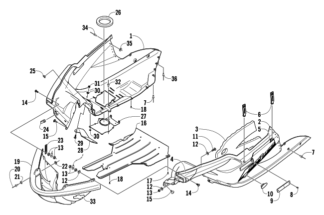 Parts Diagram for Arctic Cat 2004 ARCTIC CAT 440 SNO PRO SNOWMOBILE BELLY PAN ASSEMBLY