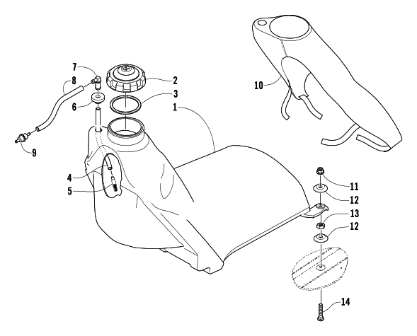 Parts Diagram for Arctic Cat 2005 AC SNO PRO MOD SNOWMOBILE GAS TANK ASSEMBLY