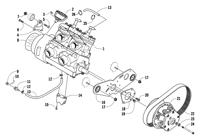 Parts Diagram for Arctic Cat 2004 ARCTIC CAT 440 SNO PRO SNOWMOBILE ENGINE AND RELATED PARTS