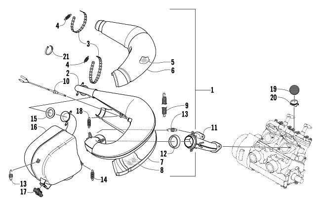 Parts Diagram for Arctic Cat 2004 ARCTIC CAT 440 SNO PRO SNOWMOBILE EXHAUST ASSEMBLY