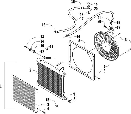 Parts Diagram for Arctic Cat 2004 400 AUTOMATIC TRANSMISSION 4X4 TBX ATV OIL COOLER ASSEMBLY