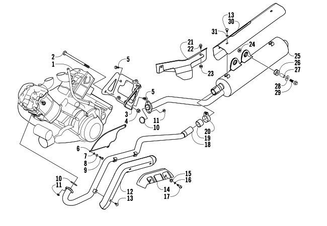 Parts Diagram for Arctic Cat 2004 650 V-2 4X4 FIS MRP NA ATV ENGINE AND EXHAUST