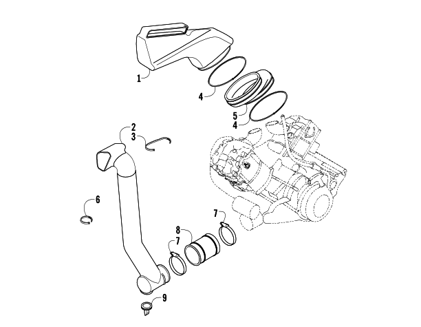 Parts Diagram for Arctic Cat 2004 650 V-2 4X4 FIS MRP CA ATV CASE/BELT COOLING ASSEMBLY