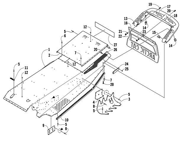 Parts Diagram for Arctic Cat 2004 ZR 900 SNOWMOBILE TUNNEL AND REAR BUMPER