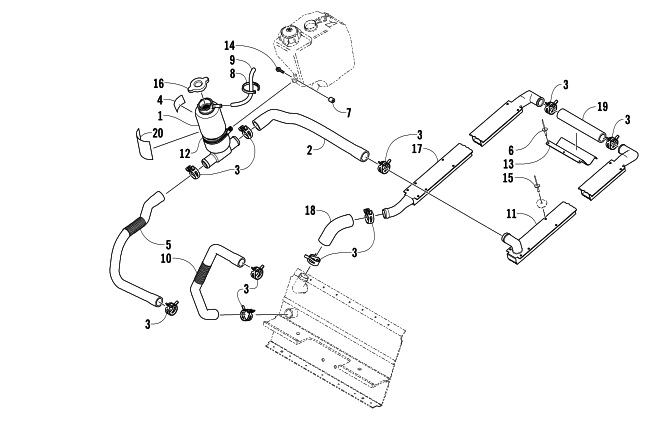 Parts Diagram for Arctic Cat 2006 ZR 900 EFI SNO PRO SNOWMOBILE COOLING ASSEMBLY