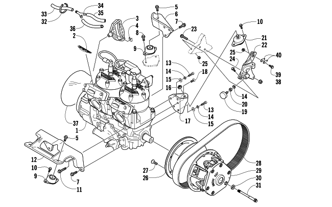 Parts Diagram for Arctic Cat 2004 ZR 900 SNO PRO SNOWMOBILE ENGINE AND RELATED PARTS