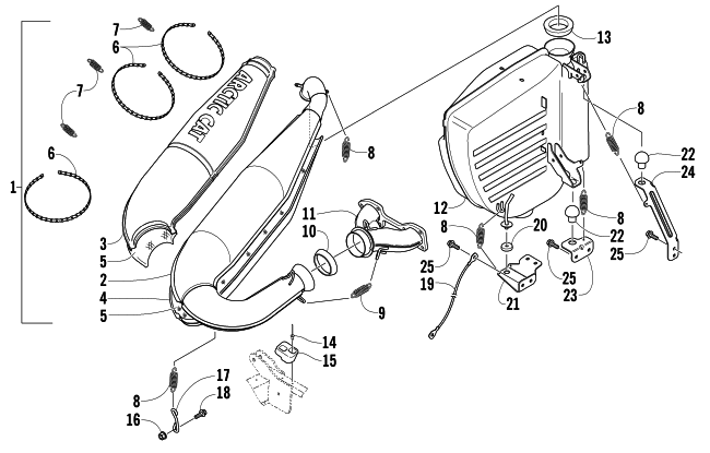 Parts Diagram for Arctic Cat 2004 ZR 900 SNOWMOBILE EXHAUST ASSEMBLY