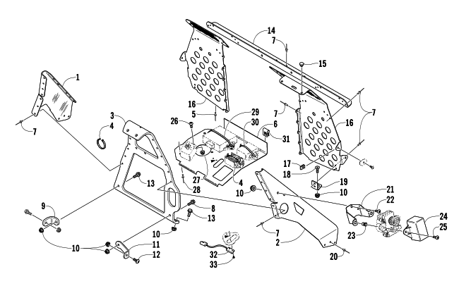 Parts Diagram for Arctic Cat 2004 ARCTIC CAT 440 SNO PRO SNOWMOBILE FOOTREST AND STEERING SUPPORT ASSEMBLY