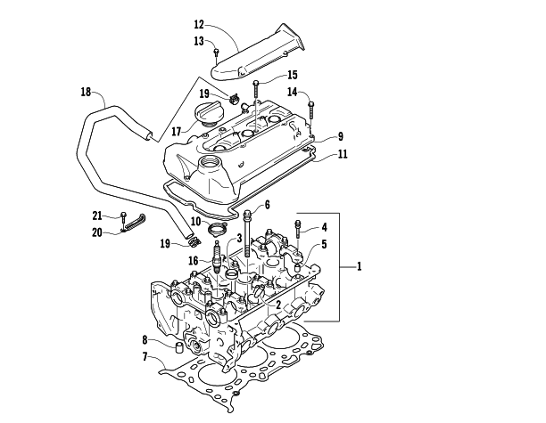 Parts Diagram for Arctic Cat 2004 T660 TURBO TRAIL SNOWMOBILE CYLINDER HEAD ASSEMBLY