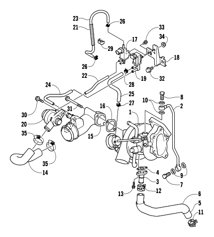 Parts Diagram for Arctic Cat 2005 T660 TURBO ST EFI EARLY BUILD SNOWMOBILE TURBOCHARGER ASSEMBLY